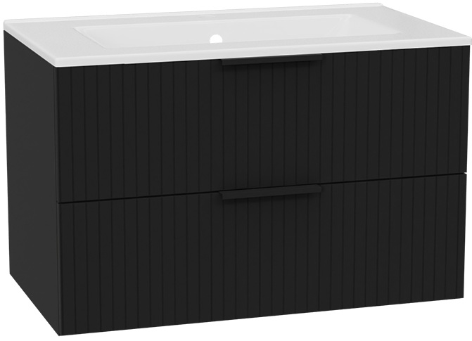 Conjunto estructura de armario Excellent Tuto 2.0 MLEX.2172.800.BKBL, lavabo Excellent As CEEX.3617.800.WH, MLEX.2151.800.03.BK