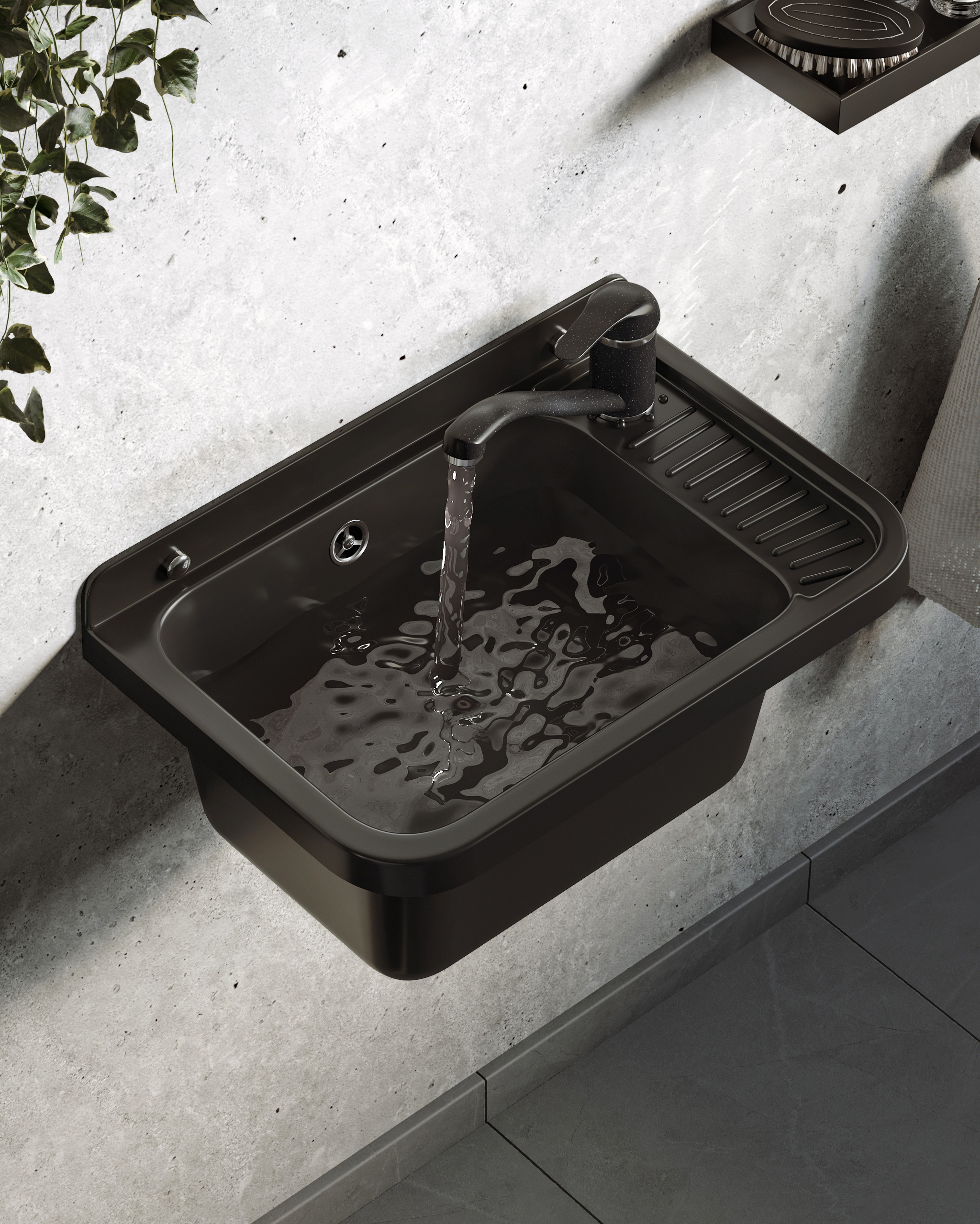 Pyramis Neo lavabo de jardín con grifo 51x34 cm plástico 070179401 A