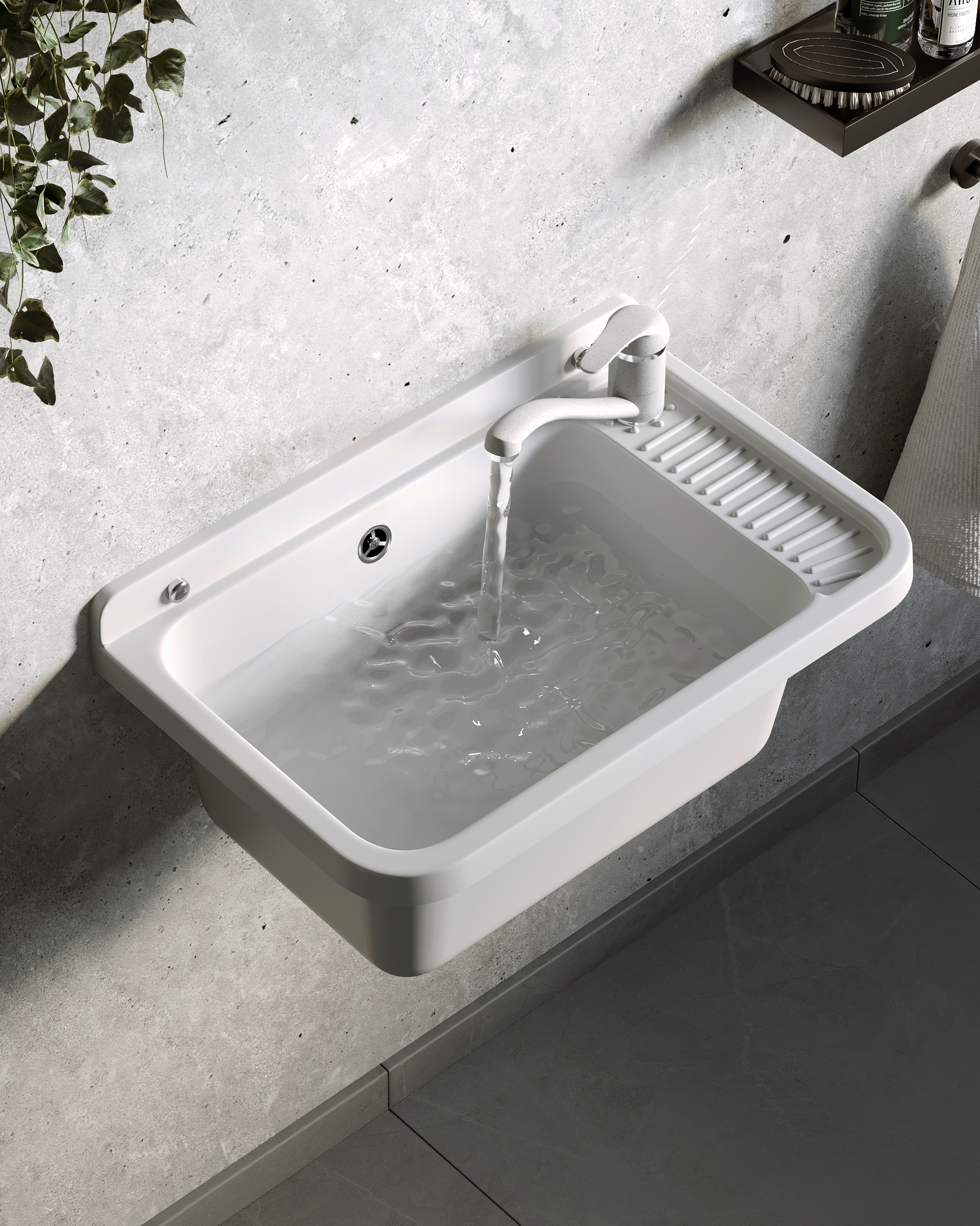 Pyramis Neo Plus lavabo de jardín con grifo 58.4x38 cm plástico 070179901 A