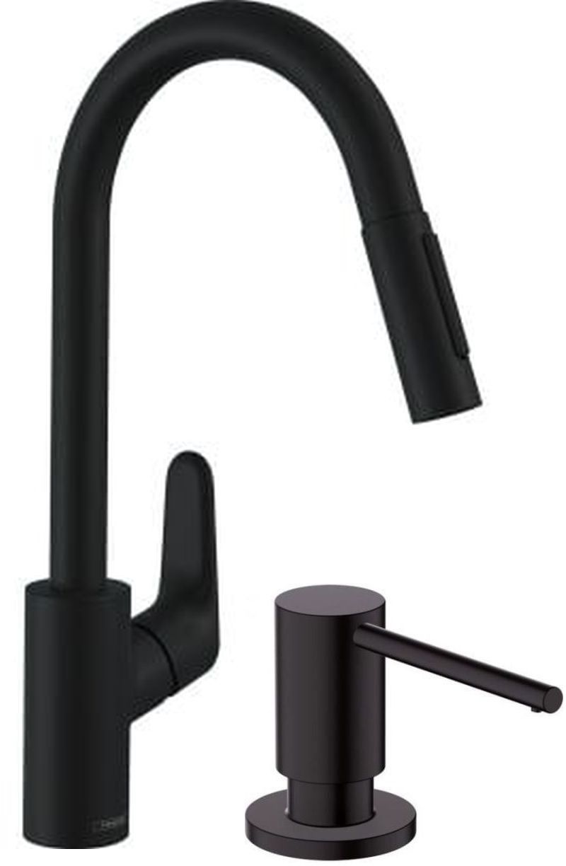 Conjunto grifo de cocina Hansgrohe Focus 31815670, dispensador de líquidos Hansgrohe A41 40438670