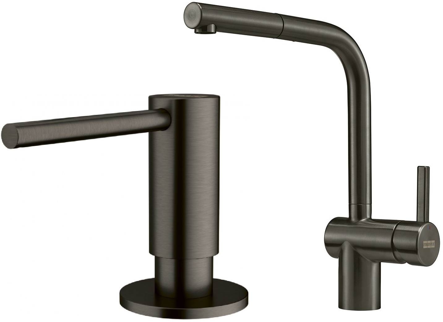 Conjunto grifo de cocina Franke Atlas 115.0628.210, dispensador de líquidos Franke Atlas 112.0717.103