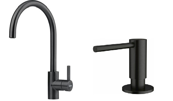 Conjunto grifo de cocina Franke Eos 115.0613.590, dispensador de líquidos Franke Atlas 112.0717.102