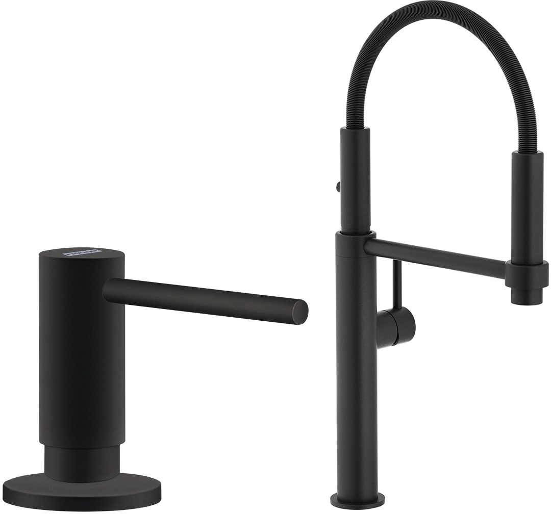 Conjunto grifo de cocina Franke Pescara 360 115.0545.136, dispensador de líquidos Franke Active SM 119.0547.906