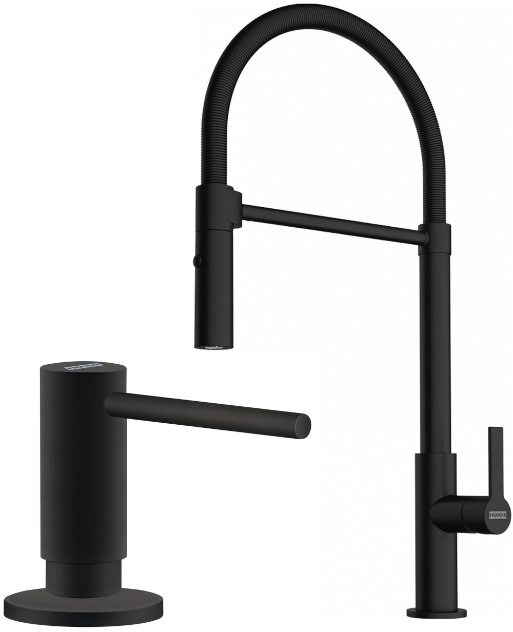 Conjunto grifo de cocina Franke Maris Slim Semi-Pro 115.0728.396, dispensador de líquidos Franke Active SM 119.0547.906