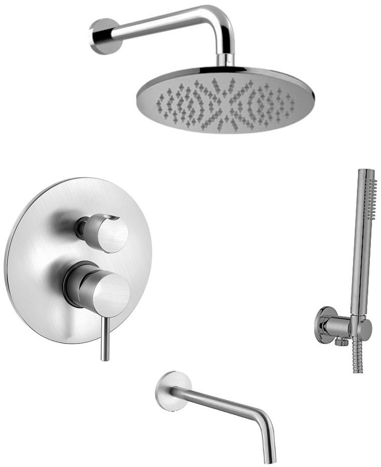 Paffoni Light conjunto bañera/ducha empotrado acero LIG019ZSCW3A.ST