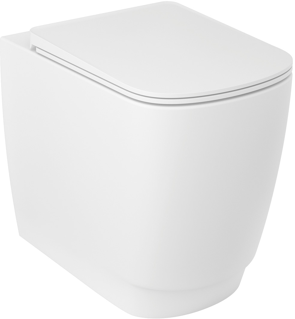 Kludi Resa S taza de inodoro de pie sin reborde con descarga de remolino blanco mate 27WCB0353