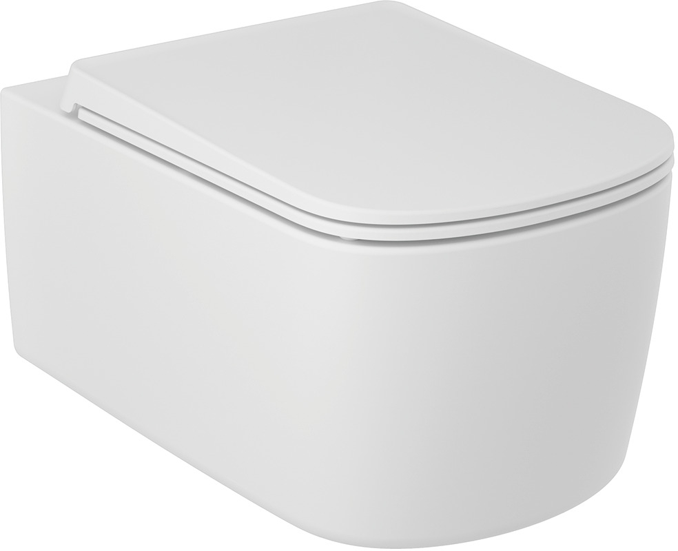 Kludi Resa S taza de inodoro suspendido sin reborde con descarga de remolino blanco mate 27WCW0153
