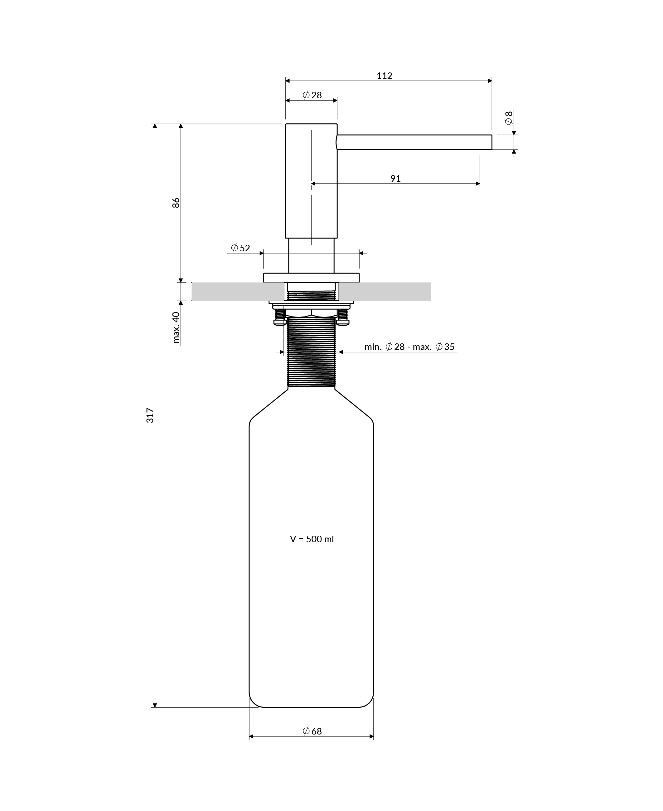 Omnires Modern Project dispensador de jabón 500 ml || MP60723CPB