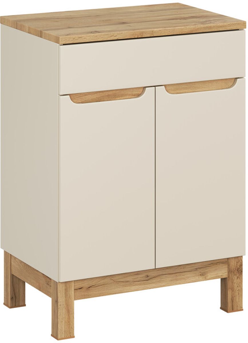 Conjunto armario Comad Bali Cashmere BALI CASHMERE 82-60-46-2D, encimera sobre armario Comad Adel Oak BLAT UN. 89-60-B WOTAN