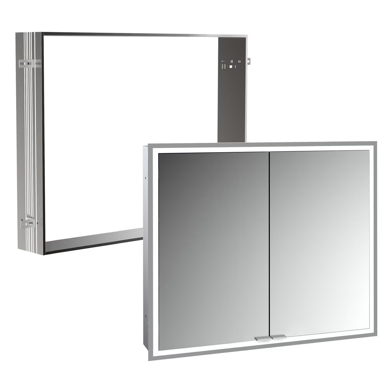 Conjunto armario Kronenbach Cube 2.0 KB100205CR, marco para instalación empotrada de espejo Colador para desagüe Kronenbach Cube 2.0 NU1000030NU