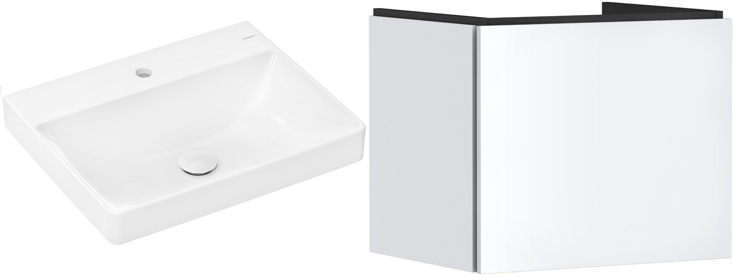 Conjunto armario Hansgrohe Xilesa E 54253700, lavabo Hansgrohe Xelu Q 61016450