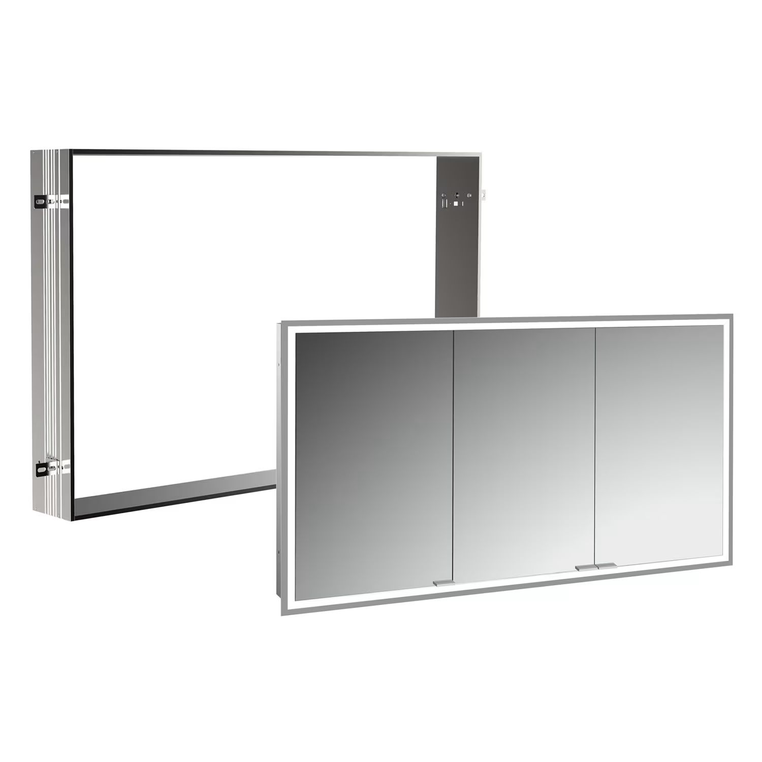 Conjunto armario Kronenbach Cube 2.0 KB100212CR, marco para instalación empotrada de espejo Colador para desagüe Kronenbach Cube 2.0 NU1000032NU