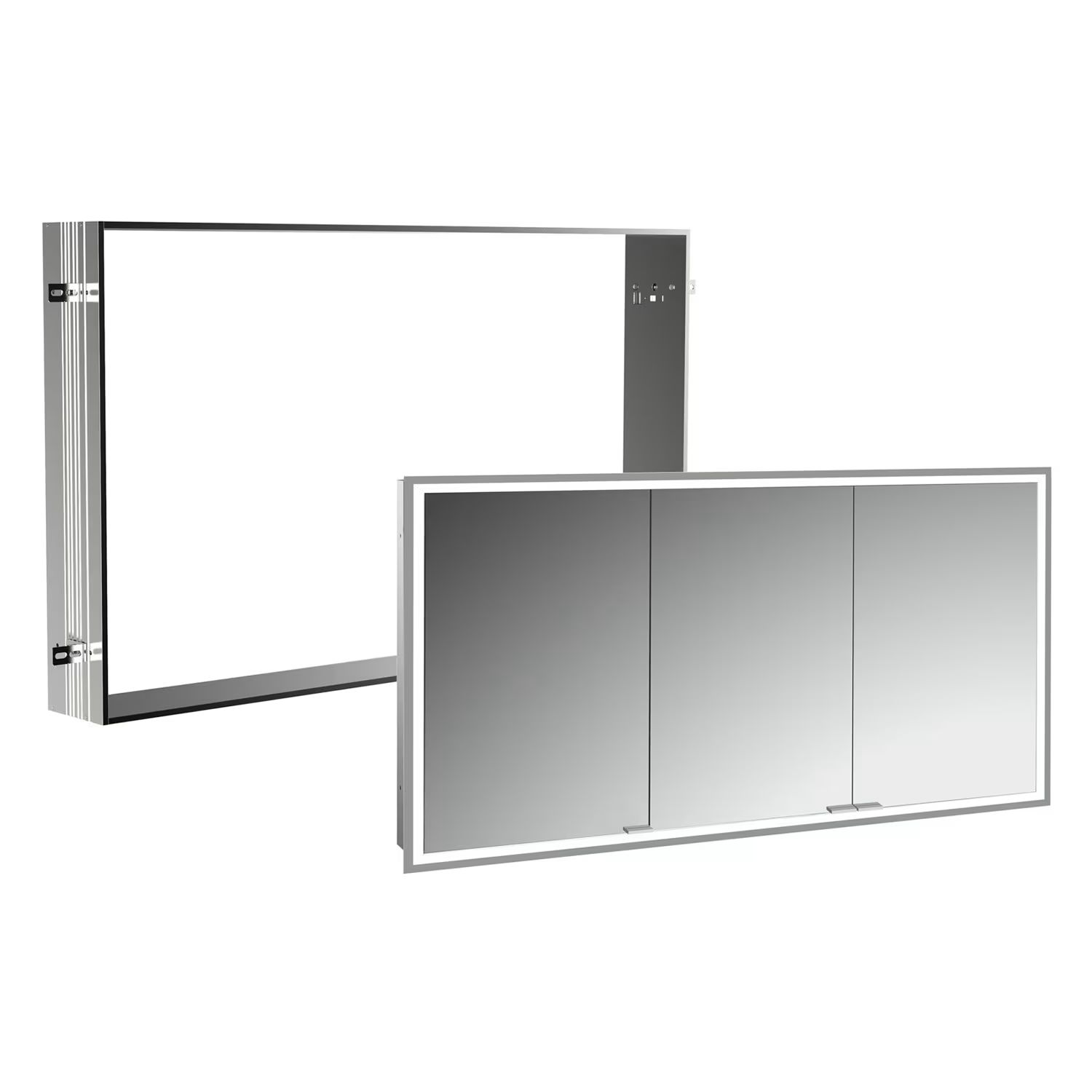 Conjunto armario Kronenbach Cube 2.0 KB100233CR, marco para instalación empotrada de espejo Colador para desagüe Kronenbach Cube 2.0 NU1000033NU
