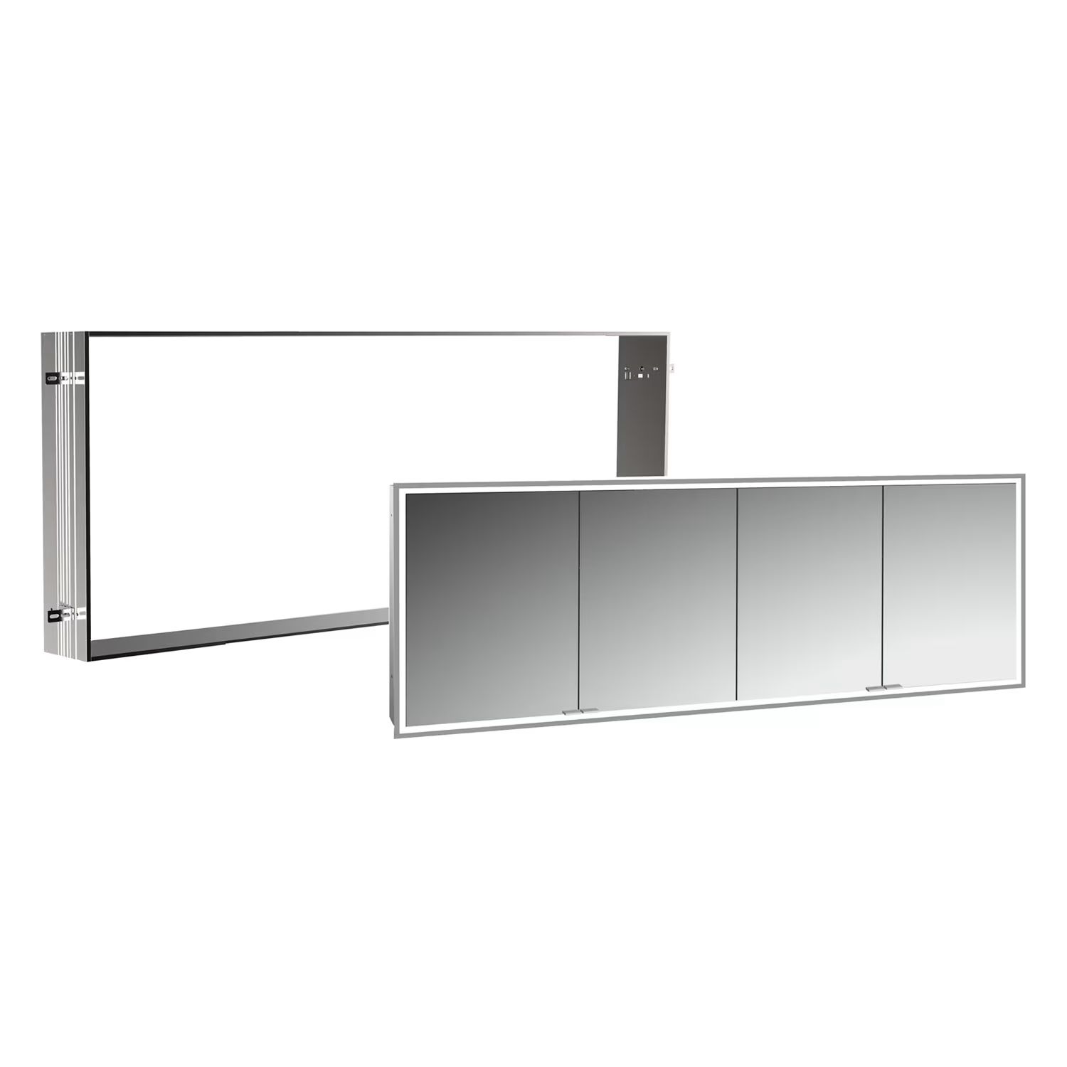 Conjunto armario Kronenbach Cube 2.0 KB100215CR, marco para instalación empotrada de espejo Colador para desagüe Kronenbach Cube 2.0 NU1000037NU