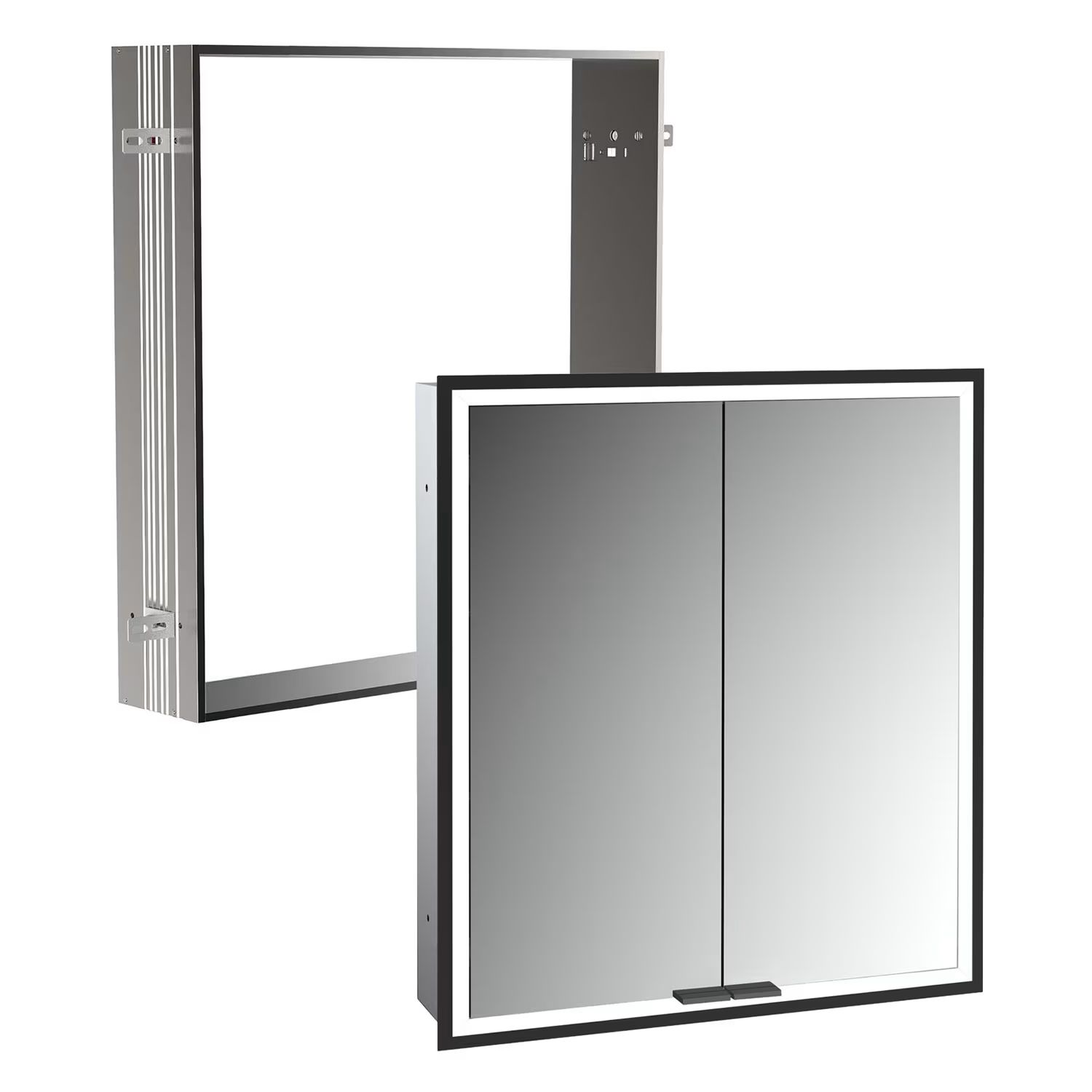 Conjunto armario Kronenbach Cube 2.0 KB100224MB, marco para instalación empotrada de espejo Colador para desagüe Kronenbach Cube 2.0 NU1000029NU