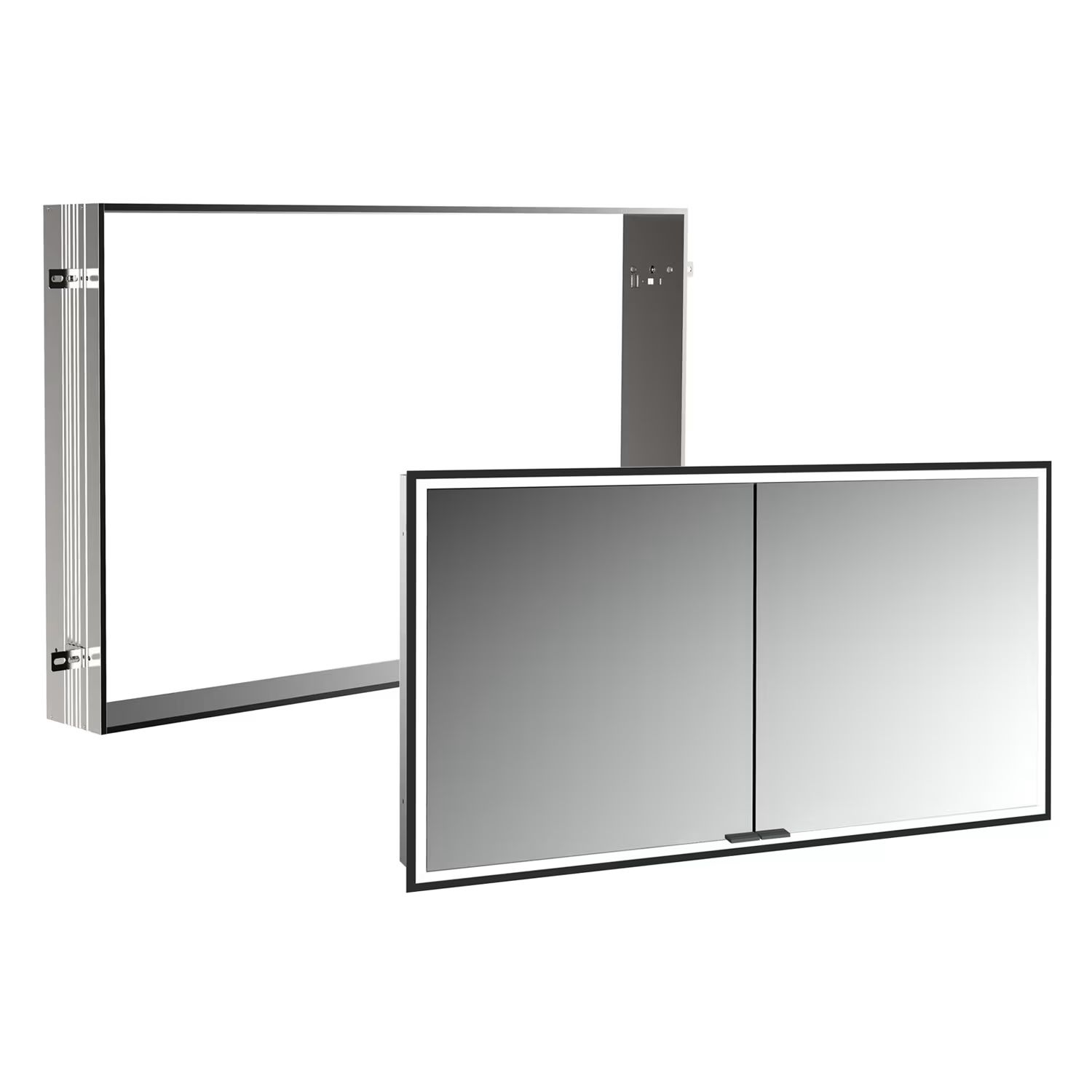Conjunto armario Kronenbach Cube 2.0 KB100227MB, marco para instalación empotrada de espejo Colador para desagüe Kronenbach Cube 2.0 NU1000032NU