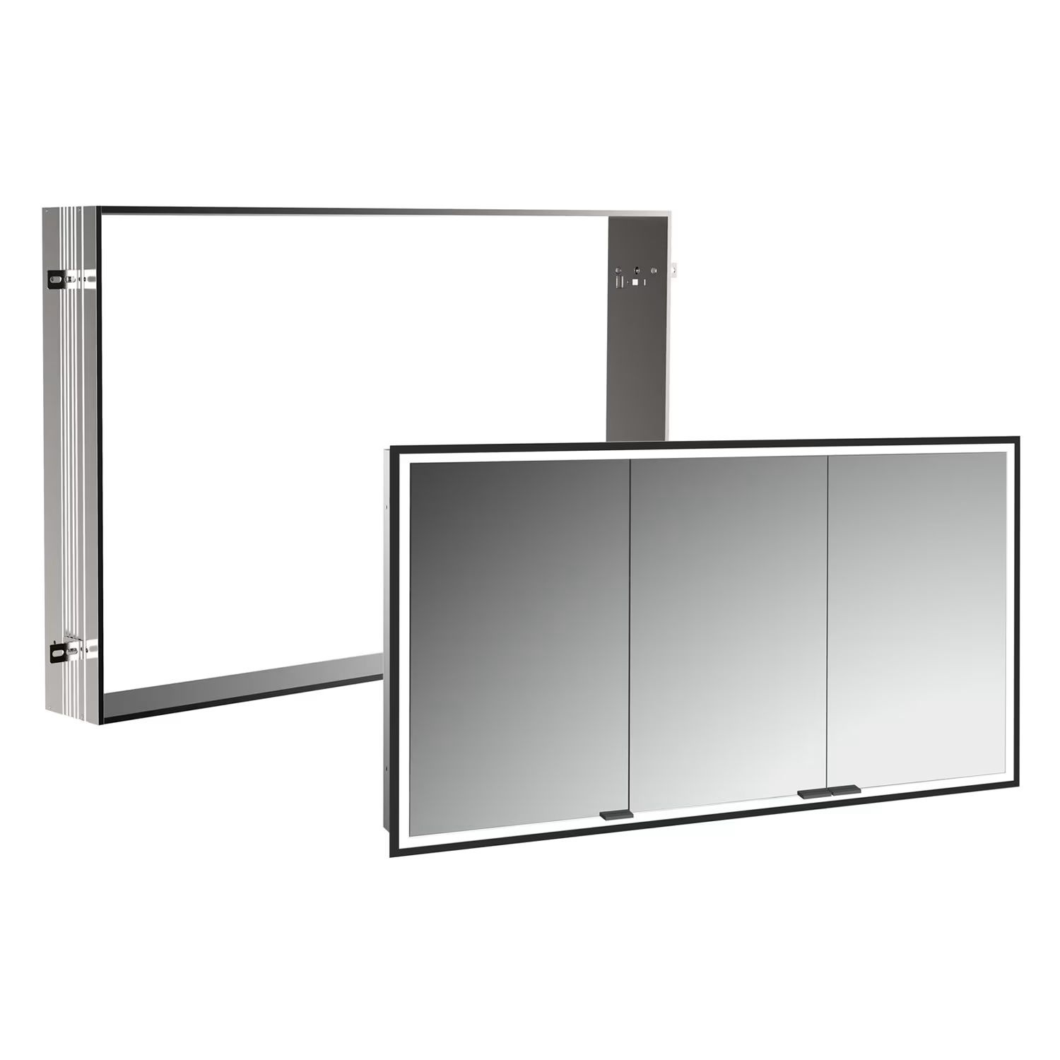 Conjunto armario Kronenbach Cube 2.0 KB100228MB, marco para instalación empotrada de espejo Colador para desagüe Kronenbach Cube 2.0 NU1000032NU