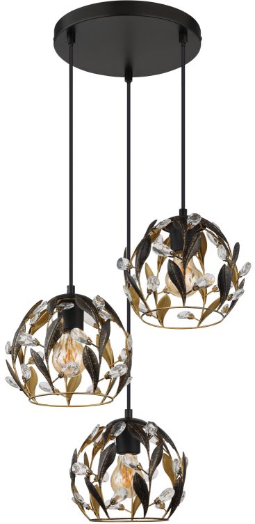 Globo Lighting Mika lámpara colgante 3x40 W negro 15759-3HR