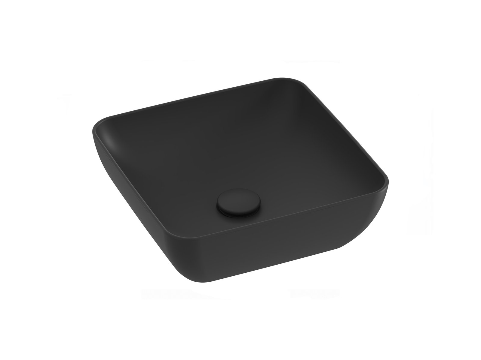 Ravak Uni Slim lavabo 38x38 cm cuadrada sobre encimera negro XJX0D138000