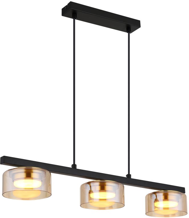 Globo Lighting Higgins lámpara colgante 3x6 W negro-ámbar 16055-3HG