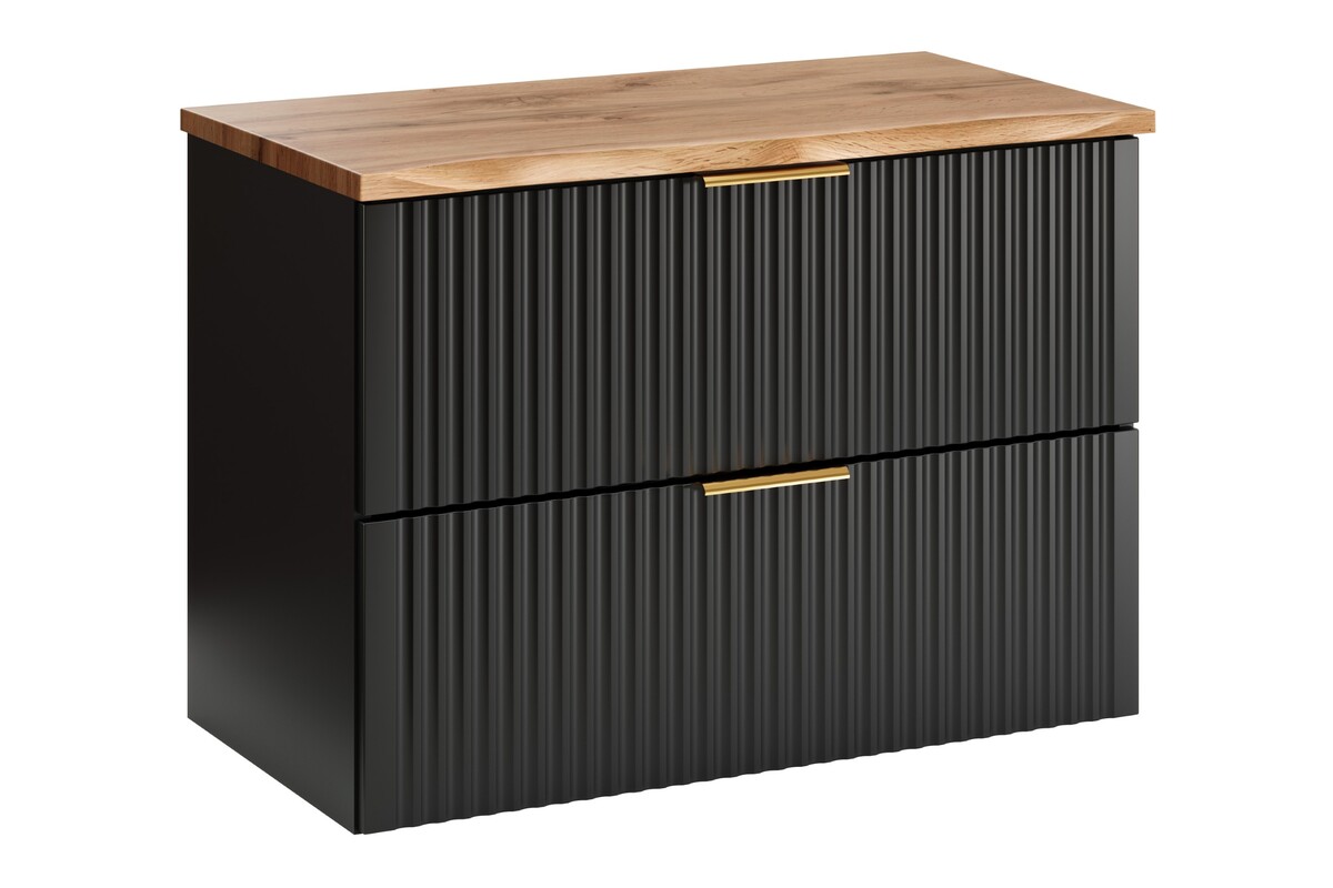 Conjunto armario Comad Adel Black ADEL BLACK  82-80-B-2S, encimera sobre armario Comad Nature Wotan NATURE WOTAN 89-80-46 M