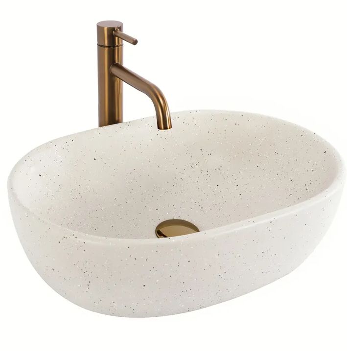 Rea Amelia lavabo 48x34.5 cm oval sobre encimera marrón/beige mate REA-U8480