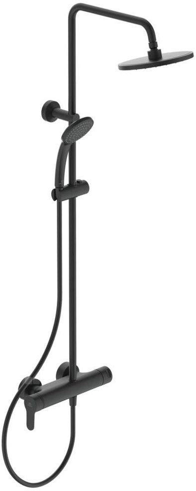 Ideal Standard Cerafine conjunto de ducha a pared con rociador con efecto lluvia negro BC750XG