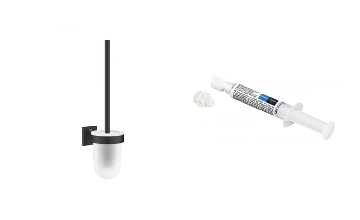 Conjunto escobilla de baño Grohe Start Cube 409772430, pegamento Grohe QuickGlue 41127000