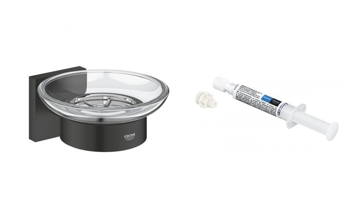 Conjunto jabonera Grohe Start Cube 410962430, pegamento Grohe QuickGlue 41127000