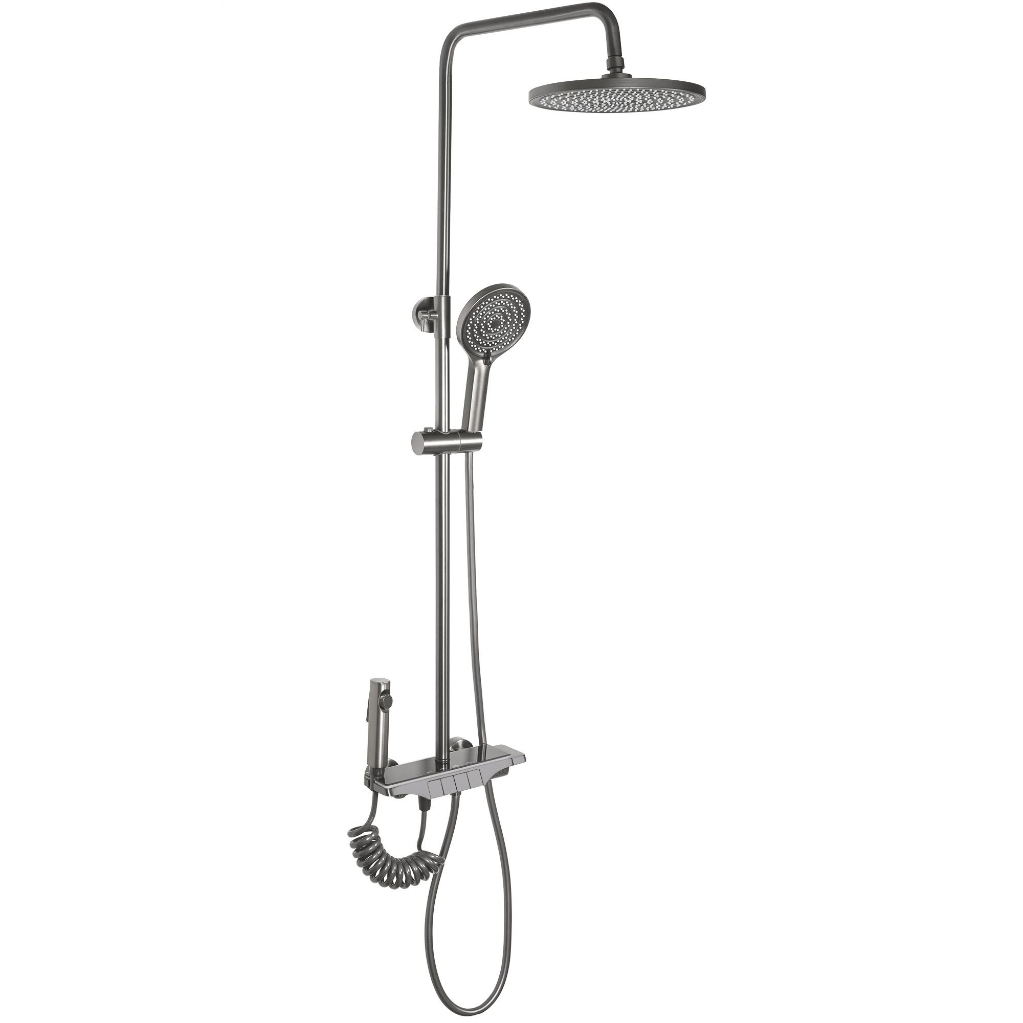 Rea Savio conjunto de ducha a pared con rociador con efecto lluvia grafito REA-P8412