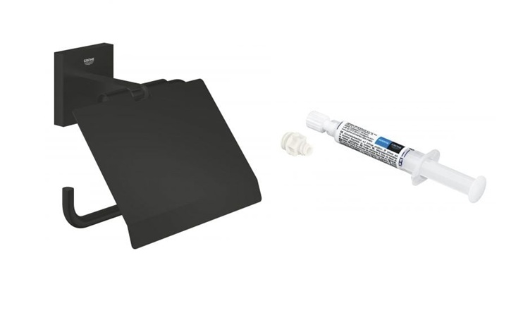 Conjunto portarrollos de papel higiénico Grohe Start Cube 411022430, pegamento Grohe QuickGlue 41127000