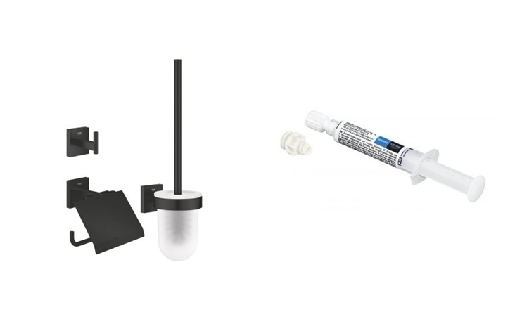Conjunto kit de accesorios 3 en 1 Grohe Start Cube 411232430, pegamento Grohe QuickGlue 41127000