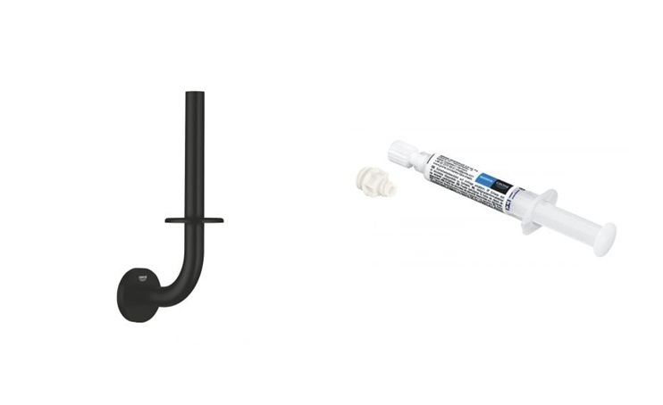 Conjunto portarrollos de papel higiénico Grohe Start 411862430, pegamento Grohe QuickGlue 41127000