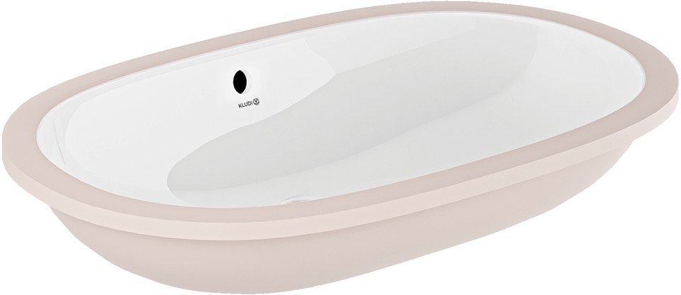 Kludi Resa lavabo 60x36 cm oval bajo encimera blanco brillante 59W0443
