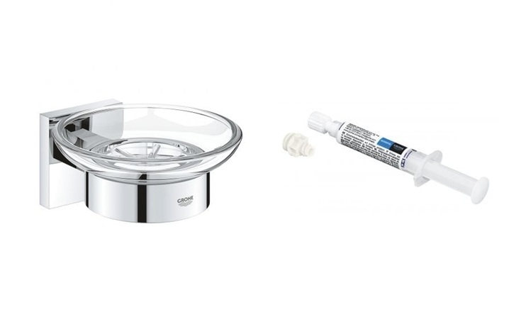 Conjunto jabonera Grohe Start Cube 41096000, pegamento Grohe QuickGlue 41127000