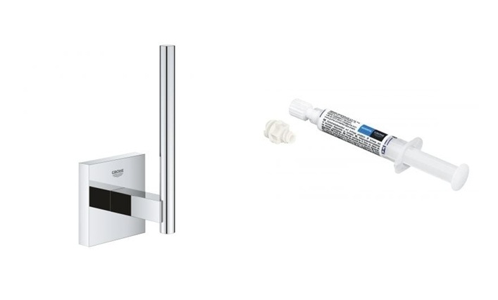 Conjunto portarrollos de papel higiénico Grohe Start Cube 40979000, pegamento Grohe QuickGlue 41127000