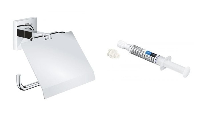Conjunto portarrollos de papel higiénico Grohe Start Cube 41102000, pegamento Grohe QuickGlue 41127000