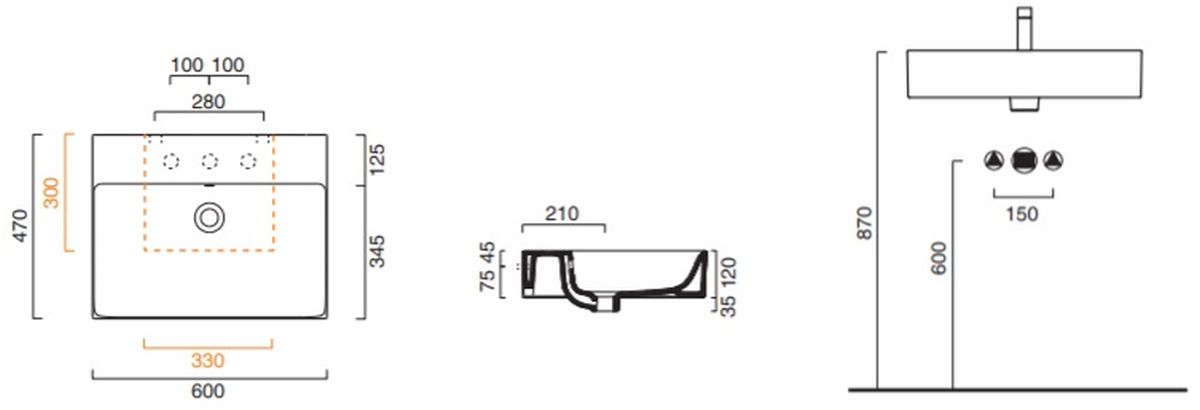 Catalano New Premium lavabo 60x47 cm rectangular clásico-sobre encimera blanco 0220601001