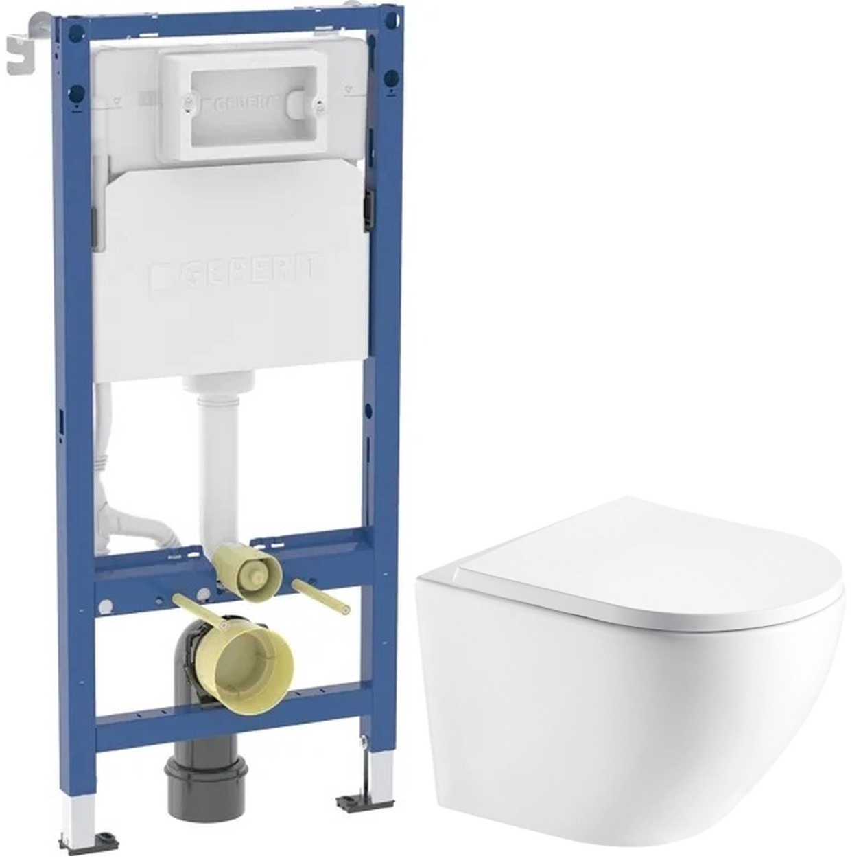 Conjunto marco empotrado Geberit Duofix 111.170.00.2, taza de inodoro con asiento de cierre suave Hagser Beno HGR20000042