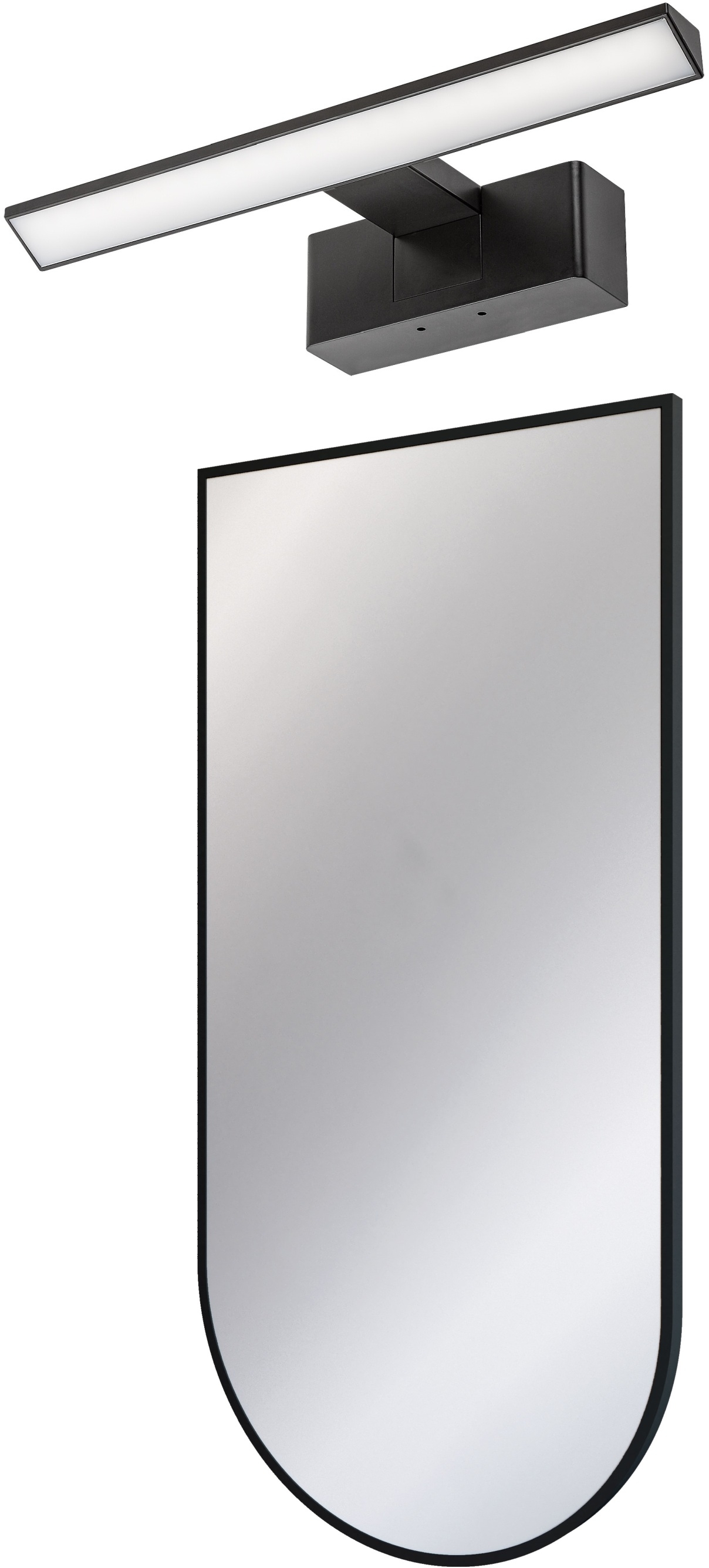 Conjunto espejo Deante Silia ADI_N851, lámpara de pared Rabalux Loric 75024