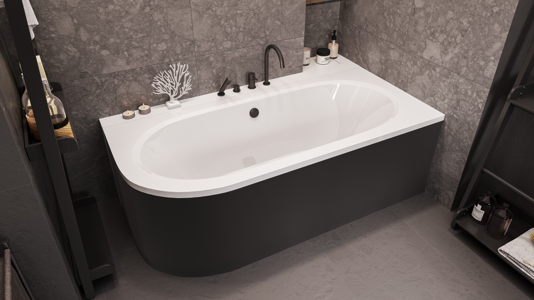 Conjunto bañera de esquina Besco Avita #WAV-160-NP, carcasa para bañera Besco Avita OAV-160-NSC
