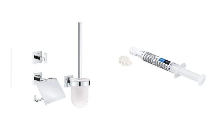 Conjunto kit de accesorios 3 en 1 Grohe Start Cube 41123000, pegamento Grohe QuickGlue 41127000