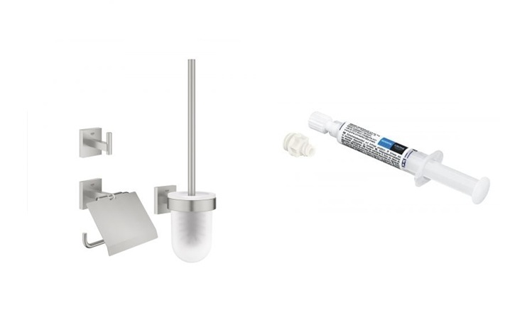 Conjunto kit de accesorios 3 en 1 Grohe Start Cube 41123DC0, pegamento Grohe QuickGlue 41127000
