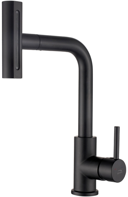 Laveo Rotaro grifo de cocina de pie negro BLR769D