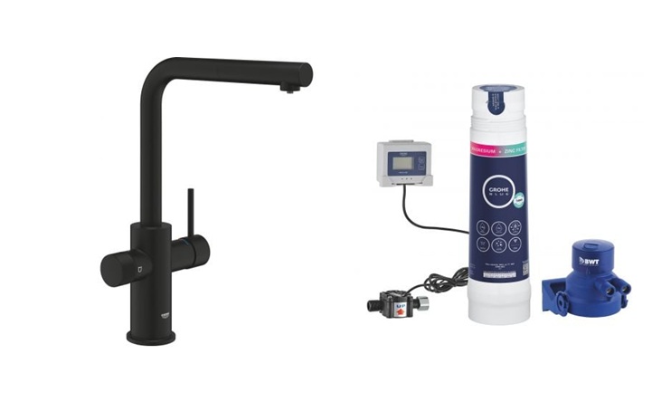 Conjunto grifo de cocina Grohe Blue Pure Minta 30590KF0, filtro para fregadero Grohe Blue 40875000