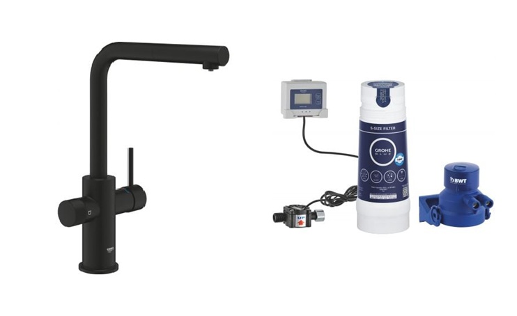 Conjunto grifo de cocina Grohe Blue Pure Minta 30590KF0, filtro para fregadero Grohe Blue 40438001