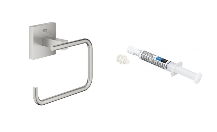 Conjunto portarrollos de papel higiénico Grohe Start Cube 40978DC0, pegamento Grohe QuickGlue 41127000