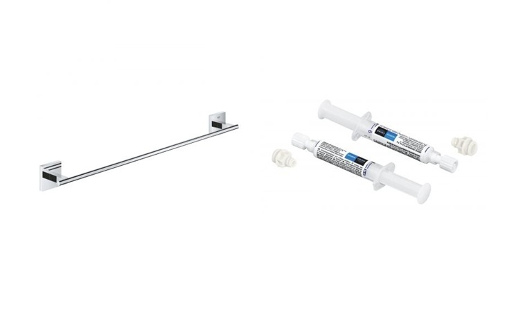 Conjunto barra para toallas Grohe Start Cube 41089000, pegamento Grohe 41128000