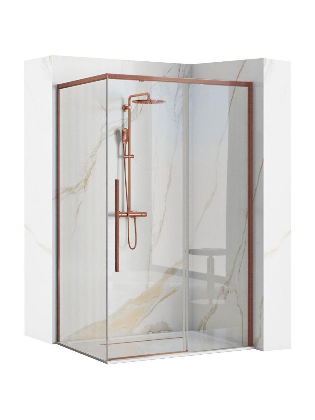 Rea Solar Brush Copper cabina de ducha 100x80 cm rectangular cobre mate/vidrio transparente REA-K9513