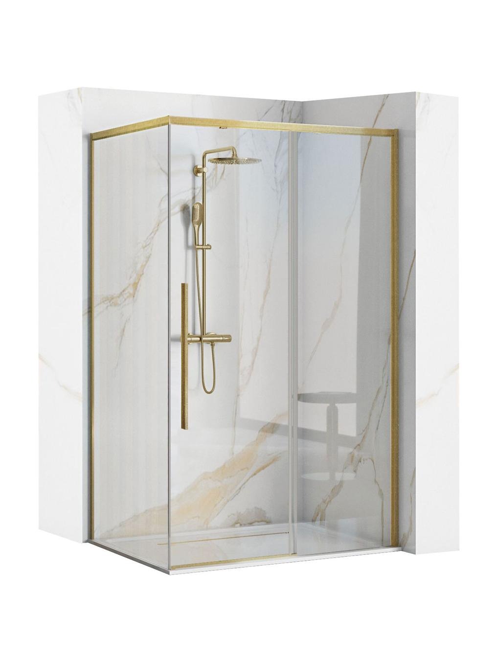 Rea Solar Brush Gold cabina de ducha 120x90 cm rectangular oro cepillado/vidrio transparente REA-K9511
